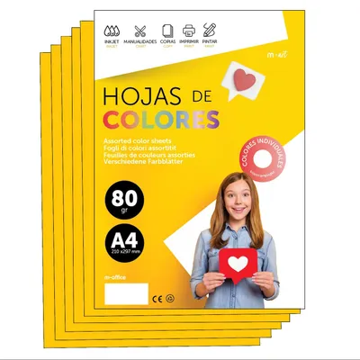 Zdjęcie produktu dla Kolorowy papier A4 o gramaturze 80g, idealny do drukarek i rękodzieła. Kolorowe arkusze dla dzieci, do kreatywnych projektów