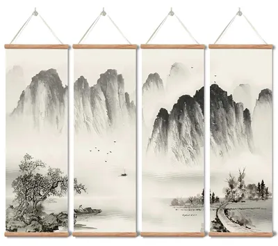Produktbild von Solidchoice – 4-teiliges Set chinesischer Landschaftsbilder