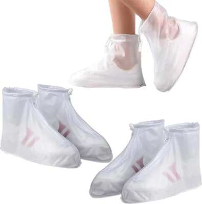 Produktbild von 2 Paar Wasserdicht Schuhüberzieher Wasserdichte Überschuhe mit Reißverschluss Wiederverwendbare Regenüberschuhe Rutschfeste Regen Schuhüberzüge Für Regen, Schneetag, Schlammige Straßen (XL)