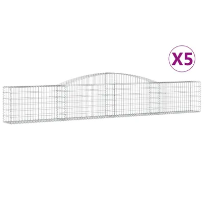Produktbild von vidaXL Gabionen mit Hochbogen 5 Stk. 400x30x60/80 cm Verzinktes Eisen