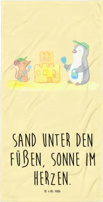 Produktbild von Mr. & Mrs. Panda Strandtuch Sommer Meer Strand - Gelb Pastell - Geschenk, Meeresrauschen, Küste, Handtuch, Strandurlaub, Großes Badehandtuch, Kuscheln, Sonne, Motive