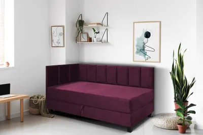 Produktbild von Jugendbett Einzelbett Eryk Boxspringbett mit Matratze Kinderbett Bettkasten 90 x 200 cm Links Paris 145 – weinrot