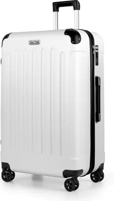 Produktbild von Mofut Koffer, Reisekoffer Hartschale Hardcase Doppeltragegriff mit Zahlenschloss, mit 360° Leichtlauf-Rollen (XL Weiß)