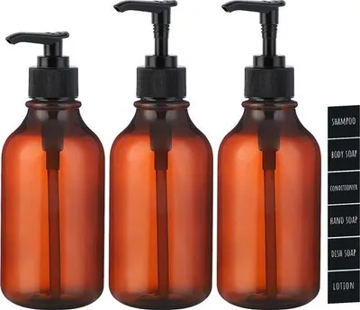 Zdjęcie produktu dla Dozownik mydła 300 ml z możliwością ponownego napełniania do kuchni i łazienki, kolor bursztynowy