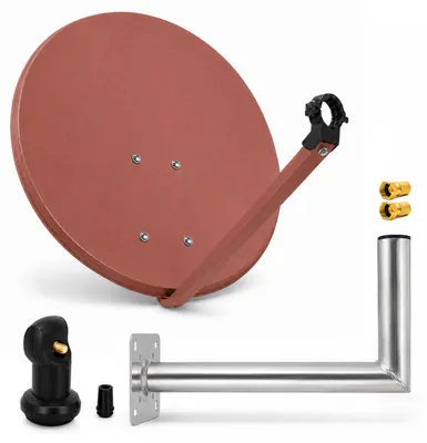 Produktbild von PremiumX SAT Anlage 80cm Antenne Ziegelrot Single LNB Wandhalter 45cm