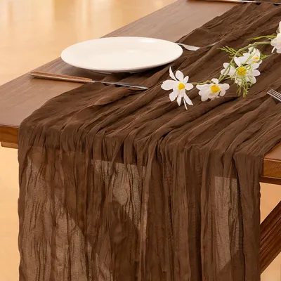 Produktbild von Boho Tischläufer aus Käsetuch, rustikal, 304,8 cm, 3 m, transparent, 15 Stück