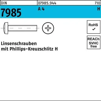 Produktbild von Reyher  Linsenschrauben DIN 7985 A 4 M 3 x 12 -H A 4 (1000 Stück)