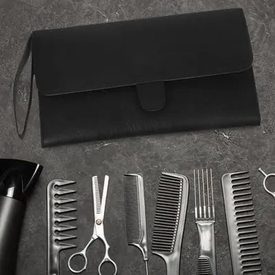 Produktbild von Tragbarer und langlebiger Friseurkoffer aus Leder für Scheren, Kämme und Salonbedarf für professionelle Friseure und den Familiengebrauch