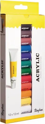 Produktbild von Rayher Künstler-Set Acrylfarben farbsortiert 12 x 12,0  ml, 1 Pack