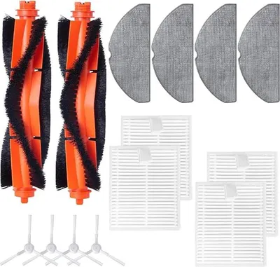 Produktbild von Zubehör Kit kompatibel mit Xiàomi S20 Roboter Staubsauger,Komplettes Ersatz-Set,14 Stück Ersatzteilset Enthält 2 Hauptbürste,4 Seitenbürste,4 Filter,4 Mopptuch