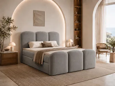 Produktbild von Emlar Boxspringbett Royal 180x200 - Komplett-Set mit Matratze und Topper - Polsterbett mit Bettkästen - Boxspringbett Grau (Magic Velvet 2218)