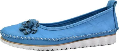 Produktbild von Andrea Conti Damen Ballerina bequem Leder Blume Applikation 0023645, Größe:41 EU, Farbe:Blau
