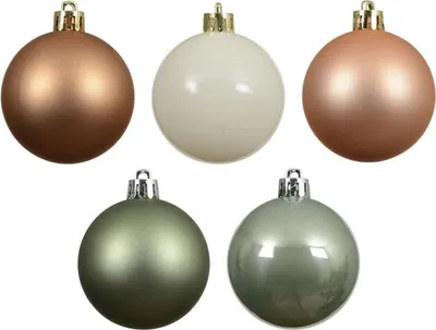 Produktbild von Christbaumkugeln - 30 Stück - Kunststoff - ø ca. 6 cm - grün/weiß/pfirsich