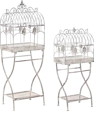 Produktbild von BELIANI Metallregal für Pflanzen 2er-Set graue Regale für den Garten freistehend für den Außenbereich Innenbereich Badezimmer Garten Aufbewahrung