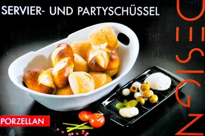 Produktbild von Glasierte Porzellan Servierschüssel mit Dip-Einsatz, ca. 28x18 cm