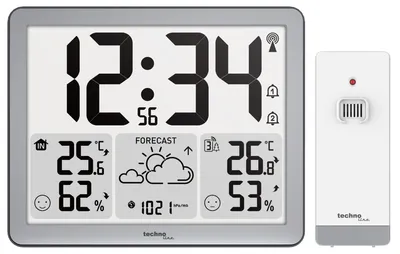 Produktbild von Technoline WS 6780, Weiß, Schwarz, Außen-Thermometer, Innen-Luftdruck, Innen-Thermometer, Innen-Hygrometer, Barometer, Hygrometer, Thermometer, 173 mm, 27 mm, 140 mm