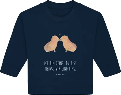 Produktbild von Mr. & Mrs. Panda Organic Baby Pullover Capybara Liebe 6. - 12. Monat - French Navy - Geschenk, Herzlich, Geschenkidee, Beziehung, Bullover, Lustige Sprüche, Valentinstag
