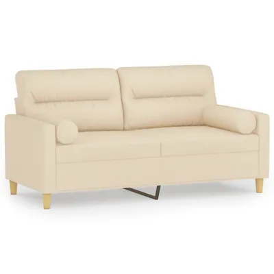 Produktbild von vidaXL 2-Sitzer-Sofa mit Zierkissen Creme 140 cm Stoff