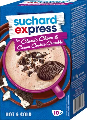 Suchard Express Choco und Cookies Cream Crumble Getränkepulver 150g