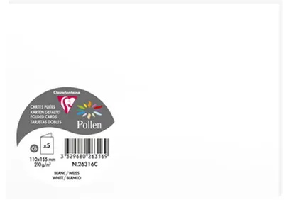 Produktbild von Clairefontaine 5 D-Karten Pollen 110x155 weiß