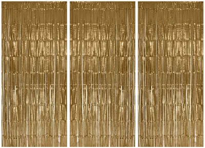 Produktbild von 3x Lametta Vorhang - light gold - 91x244 cm