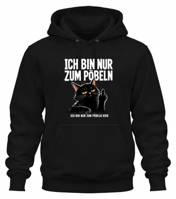 Produktbild von Ich bin nur zum Pöbeln hier Schwarze Statement Sarkasmus Hoodie Kapuzenpullover, Schwarz, XXL