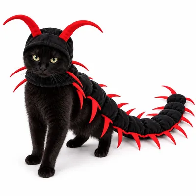 Produktbild von Katzenkostüm als Tausendfüßler, Halloween Haustierkostüm mit 3D-Fühlern und vielen Beinen, Verkleidung für Katzen und Hunde