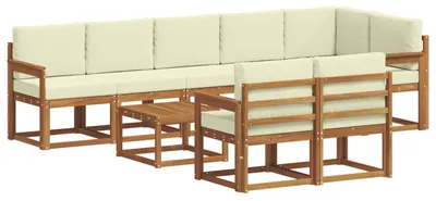 Produktbild von vidaXL Outdoor-Sofagarnitur 9 stk. Natur und Creme