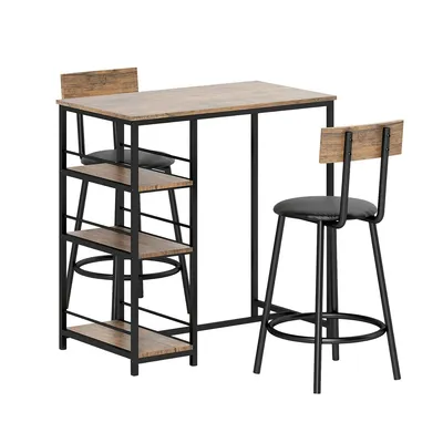 Obrázek produktu pro 3dílný barový set s kuchyňským stolem a 2 barovými židlemi Malý kuchyňský set do jídelny Kuchyňský dub