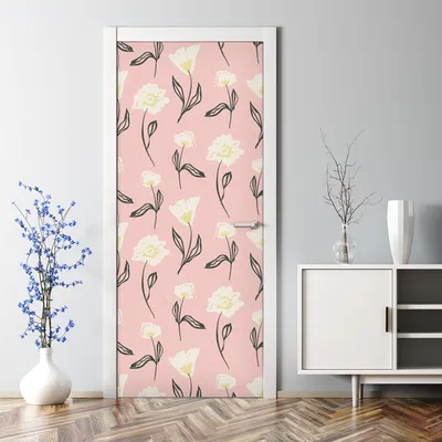 Produktbild von Dekorative Türtapete selbstklebend Klebefolie Türaufkleber Aufkleber Zarte Blumen 77 x 200 cm