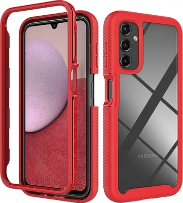 Produktbild von Galaxy A14 5G Hülle, Hybrid Transparente Rückseite TPU Bumper Stoßfest Schutzhülle für Samsung Galaxy A14 5G Rot