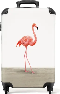 Produktbild von NoBoringSuitcases.com® Koffer Handgepäck Trolley Rollkoffer Kleine Reisekoffer mit 4 Rollen - Flamingo - Kinder - Rosa - Dekoration - Cabin Size < 55x40x23 cm & 55x40x20 cm - Fotokoffer - Kabinenkoffer - BoardgepäckHandgepäck Koffer 55x35x20 cm, 36L,