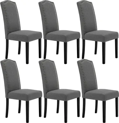 Produktbild von WOLTU 6er Set Esszimmerstühle mit Rückenlehne, gepolstert, Leinen, Dunkelgrau