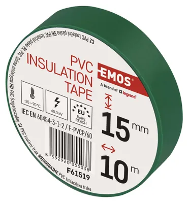 Izolační páska PVC 15mm / 10m zelená, 10 ks