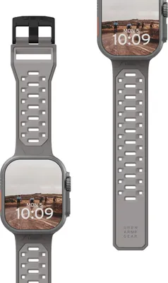 Produktbild von Urban Armor Gear 194002113636, Uhrenarmband, Apple, Ultra 2, Ultra, 9, 8, SE 2, 7, 6, 5, 4, 3, 2, 1, SE, Silikon, Edelstahl, Schwarz
