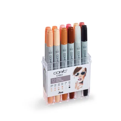 Obrázok produktu pre Copic Ciao Portrait Colours, 12 kusov, Viacfarebný, Hrot dláta / kefy, Kolo, Atrament na báze akrylu, Dospelý/Dieťa