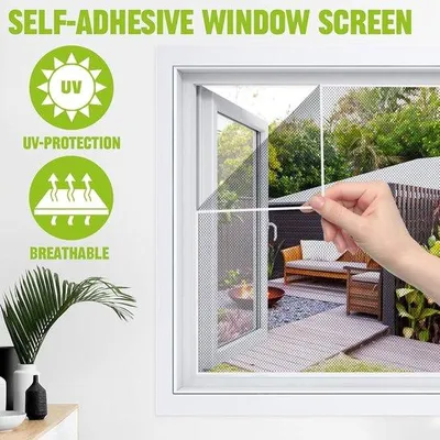 Produktbild von Fliegengitter für Fenster - selbstklebendes Mückennetz - 6 Stücke - schwarz - 150 x 130 cm