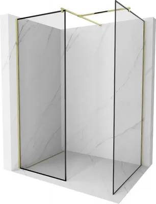 Produktbild von Mexen Kioto Walk-in Duschwand 130 x 110 cm, schwarzes Muster, gold - 800-130-202-50-70-110