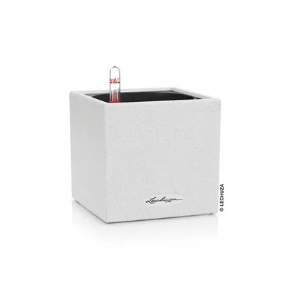 Obrázok produktu pre LECHUZA CANTO Stone 14, Kvetináč, Voľne stojace, Recyklovaný plast, Quartz metallic, Biela, Štvorec, Vnútorný
