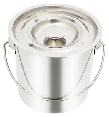 Produktbild von Stahleimer - Edelstahl Eimer 6 l - Mit Deckel und Henkel - Lebensmittelecht - Rostfrei - Silber