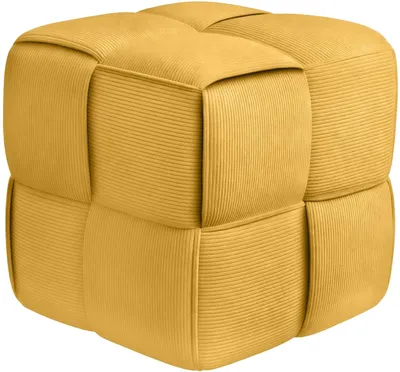 Produktbild von Pouf Forinta Cord - Rippenstoff | Farbe: Gelb | Abmessungen: 40x40x40 cm