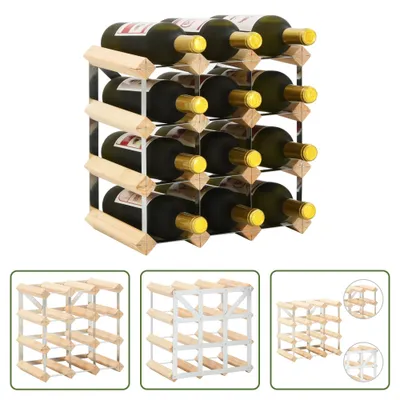 Produktbild von The Living Store Weinregal für 12 Flaschen Massivholz Kiefer