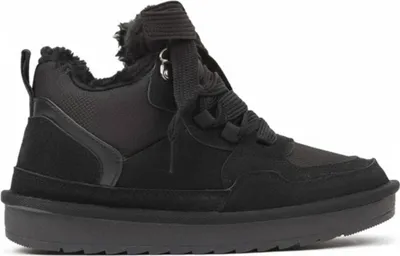 A single black sneaker boot shown from a side-diagonal angle against a white background.