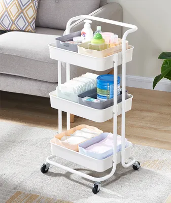 Produktbild von Servierwagen mit Rollen Allzweckwagen Beistellwagen Badwagen Kuechenrollwagen 43x36x86cm weiß