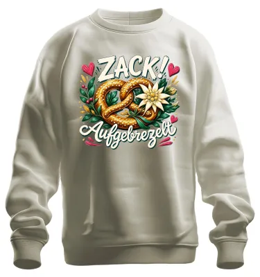 Productafbeelding van Zack Aufgebrezelt: Brezel, Edelweiss, , leren broek, sweatshirt, trui, natuur, maat S