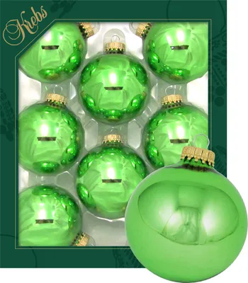 Produktbild von Krebs Glas Lauscha Kugeln im 8er Set - Jadegrün - Christbaumschmuck aus Glas - Unifarbende Kugeln - Größe: 7cm - 83298