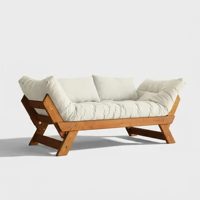 Produktbild von SORAI Holzsofabett mit wasserabweisender Leinenbezug und verstellbarer Rückenlehne - Weiß