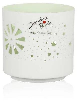 Produktbild von SANDRA RICH, Teelichthalter "ORIENT" 7cm. matt-weiß. Innen Hellgrün
