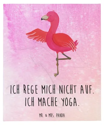 Produktbild von Mr. & Mrs. Panda Bettdecke Flamingo Yoga - Aquarell Pink - Geschenk, Decke, Plaid, Kuscheldecke, Ärger, Tagesdecke, Rosa, Namaste, Yogi, Flauschige, Baum, Meditieren
