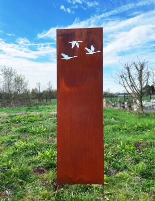 Produktbild von Edelrost Sichtschutz Enten-Motiv 165 cm x 50 cm Paravent zum Stecken Schild Gartenstecker Gartendeko Rost Wetterfest Metall Zaun